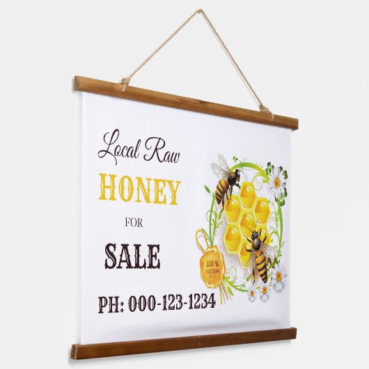 Eenduidige bijenteelt Apiary Honey for Sale Wood T Hangend Wandkleed (Gebogen)