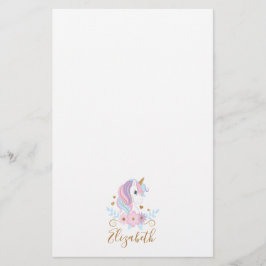 Eenduidige Eenhoorn Roze Blauw Goud, Meisjesachtig Briefpapier