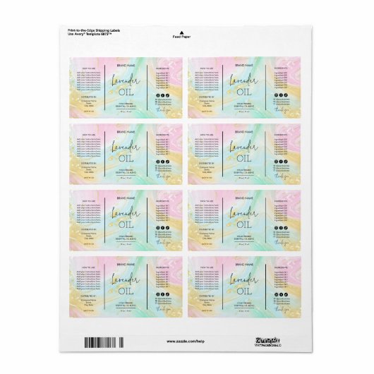 Eenduidige etiketten met gebiteldripflesjes (Full Sheet)