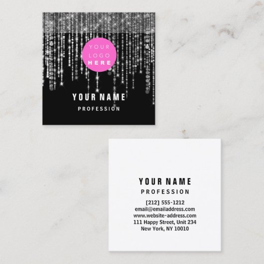 Eenduidige Eyeash Logo roze Vierkante Visitekaartje (Voorkant / Achterkant)