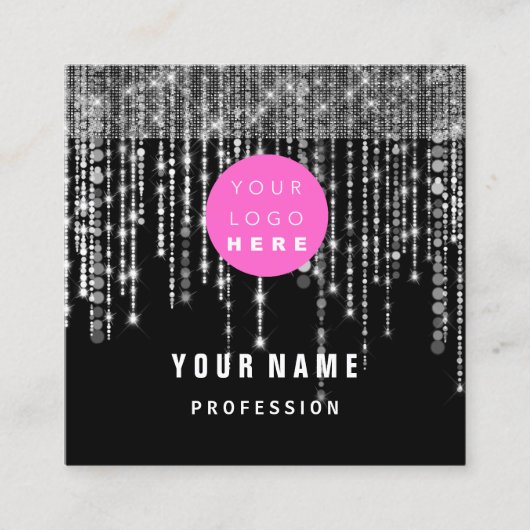 Eenduidige Eyeash Logo roze Vierkante Visitekaartje (Voorkant)