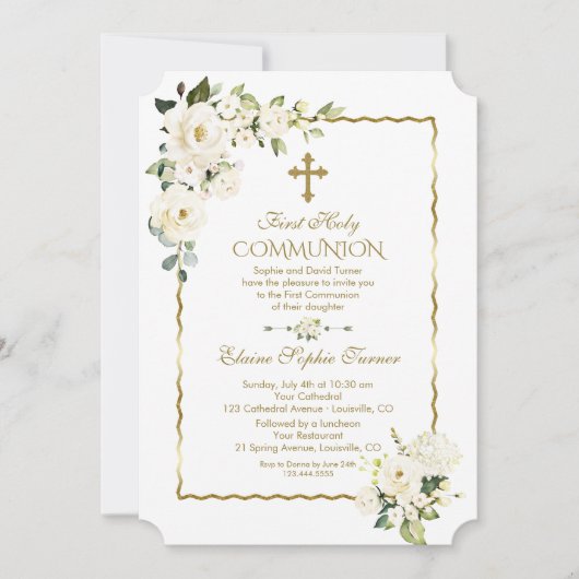Eenduidige gouden Eerste Heilige Communie Kaart (Voorkant)