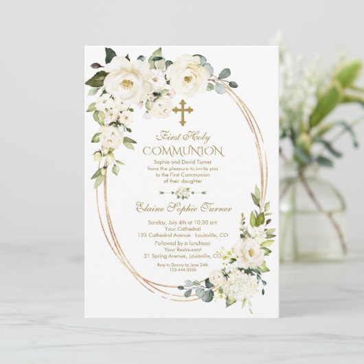 Eenduidige gouden Eerste Heilige Communie Kaart (Staand voorkant)