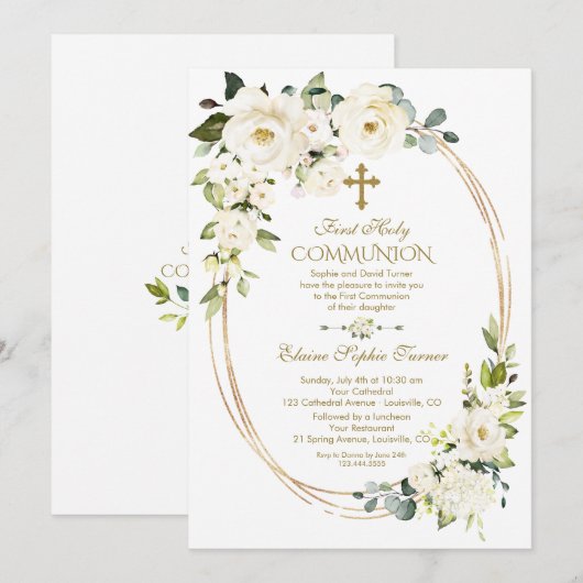 Eenduidige gouden Eerste Heilige Communie Kaart (Voorkant / Achterkant)