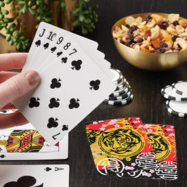 Eenduidige japanse tijger kleurrijk  geel pokerkaarten