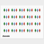 Eenduidige kerstbomen groene blauwe rode sticker (Vel)