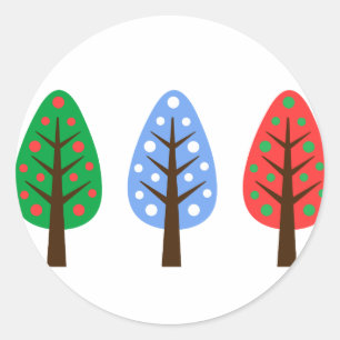 Eenduidige kerstbomen groene blauwe rode sticker