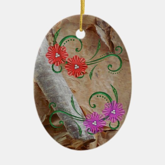 Eenduidige kerstdecoraties van het Ojibwe Floral P Keramisch Ornament (Voorkant)