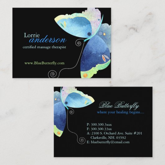Eenduidige massagetherapie voor vlinders visitekaartje (Voorkant / Achterkant)