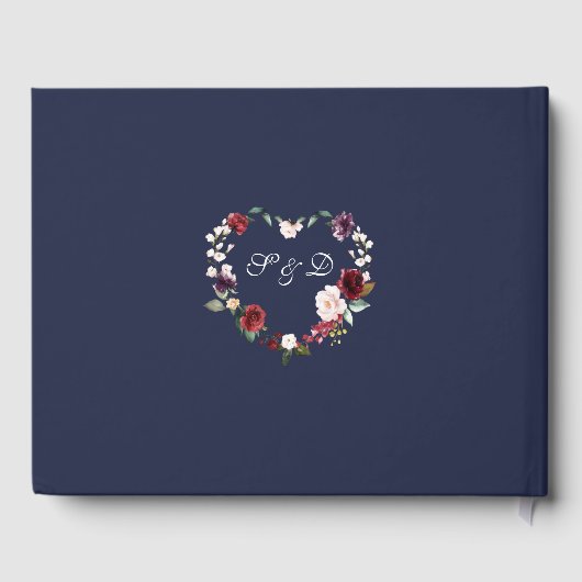 Eenduidige Paarse Waterverf bloemen bruiloft Gastenboek (Achterkant)