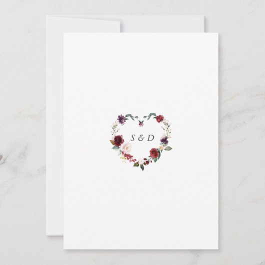 Eenduidige Paarse Waterverf bloemen bruiloft Kaart (Achterkant)