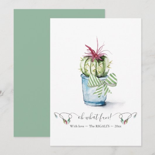 Eenduidige rode en groene cactus kerst feestdagenkaart (Voorkant / Achterkant)