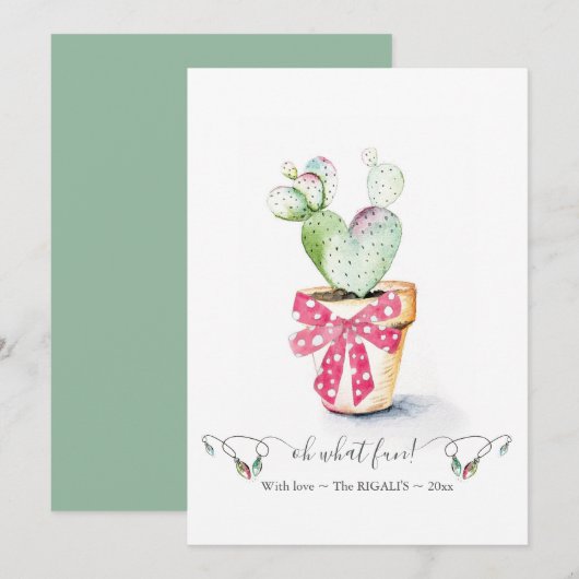 Eenduidige rode en groene cactus kerst feestdagenkaart (Voorkant / Achterkant)