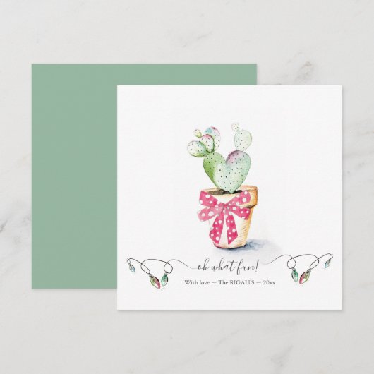Eenduidige rode en groene cactus kerst notitiekaartje (Voorkant / Achterkant)