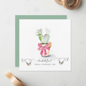 Eenduidige rode en groene cactus kerst notitiekaartje (Voorkant / Achterkant in situ)