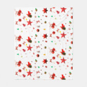 Eenduidige rode kerstversieringen op wit fleece deken (Voorkant)