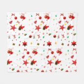 Eenduidige rode kerstversieringen op wit fleece deken (Voorkant (Horizontaal))