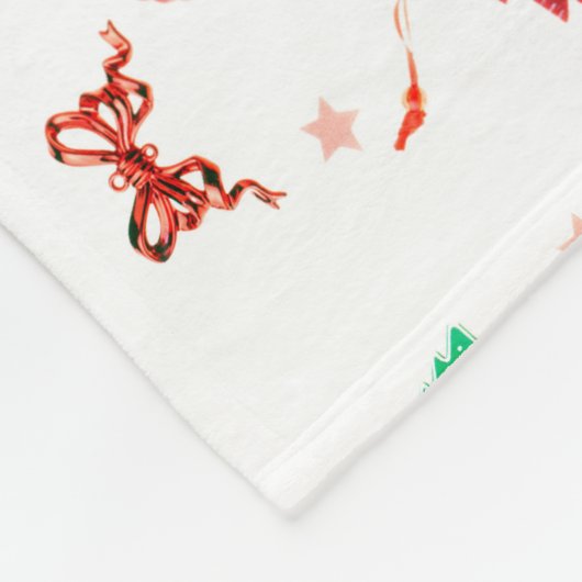 Eenduidige rode kerstversieringen op wit fleece deken (Hoek)