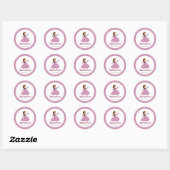 Eenduidige roze prinses en vlinderduim ronde sticker (Vel)