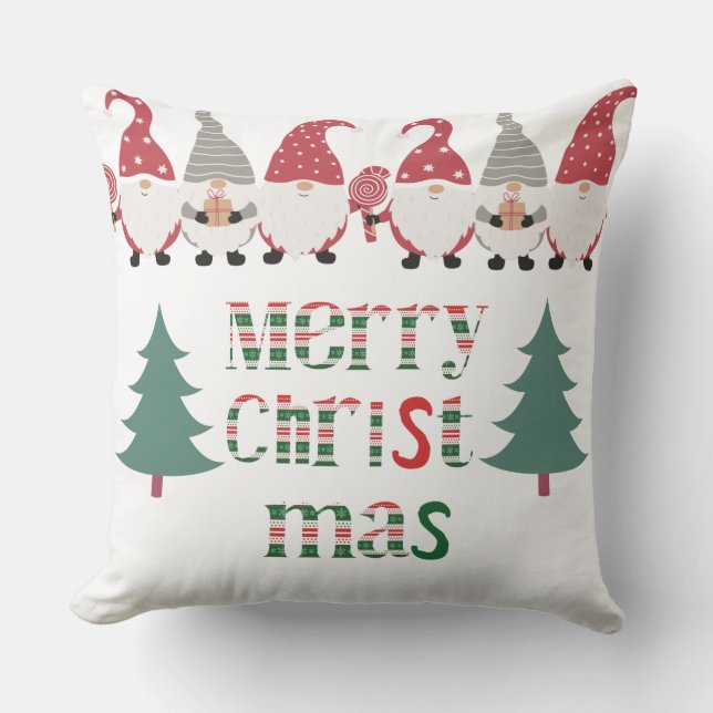 Eenduidige sinterklaas met rode groen en wit bomen kussen (Voorkant)