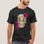 Eenduidige suikerschedeldag van de dode roze rozen t-shirt (Voorkant)