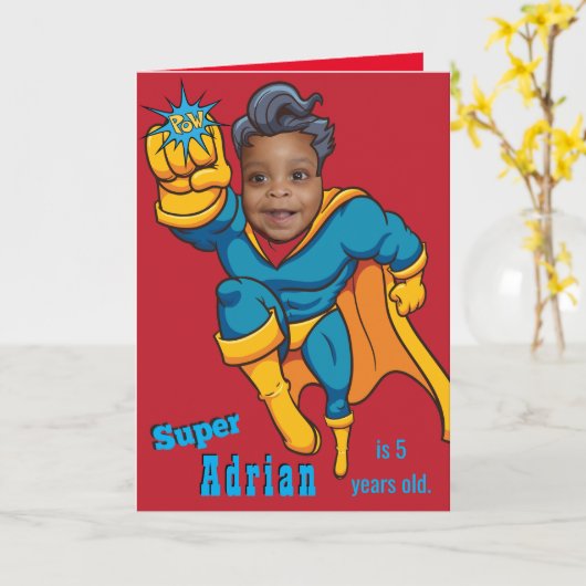 Eenduidige superheld Special Fun Children's Birthd Kaart (Gele Bloem)