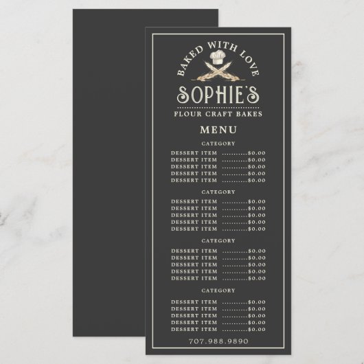 Eenduidige zwarte kap van de Logo bakkerij van Bak Menu (Voorkant / Achterkant)