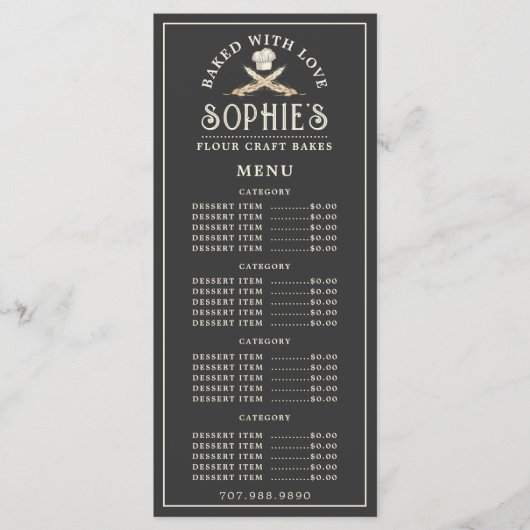 Eenduidige zwarte kap van de Logo bakkerij van Bak Menu (Voorkant)