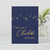 Eene Kind is ons Geboren Foto Schrift Blauw Feestdagenkaart