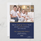 Eene Kind is ons Geboren Foto Schrift Blauw Feestdagenkaart