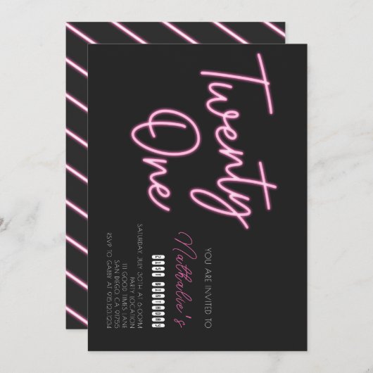 Eenentwintig 21ste verjaardag Party uitnodiging (Voorkant / Achterkant)