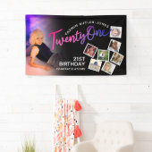 Eenentwintig 21ste Verjaardagsfoto paarse roze zwa Spandoek (Insitu)