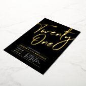 Eenentwintig belettering zwart 21ste verjaardagsfe folie uitnodiging (Gedraaid)