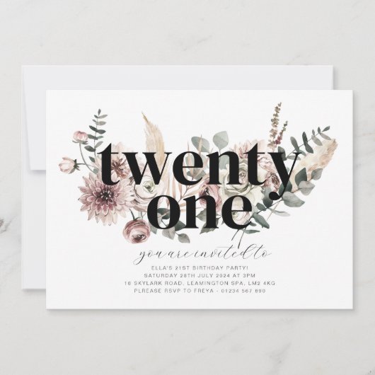 Eenentwintig bloemen - 21e verjaardag uitnodiging (Voorkant)