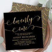 Eenentwintig Elegant Goud Script Zwart 21e Verjaar Kaart