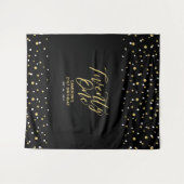 Eenentwintig | Goud & Zwarte Verjaardagsfeest Acht Wandkleed (Voorkant (horizontaal))