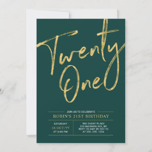 Eenentwintig Groen & Goud Chic 21ste verjaardags Kaart