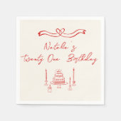 Eenentwintig Hand Geschreven Getrokken Cake Boog V Servet (Voorkant)