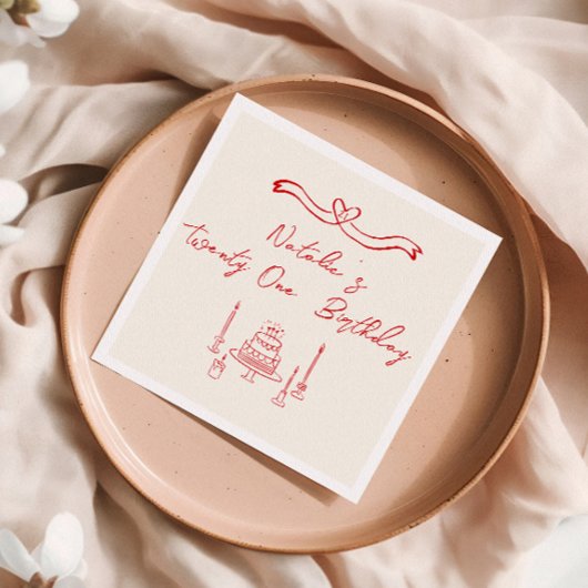 Eenentwintig Hand Geschreven Getrokken Cake Boog V Servet