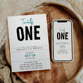 Eenentwintig | Kleurrijke geometrische 21e verjaar Kaart