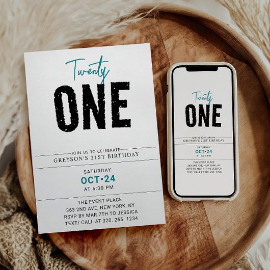 Eenentwintig | Kleurrijke geometrische 21e verjaar Kaart