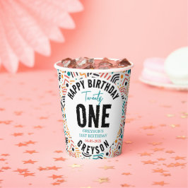 Eenentwintig | Kleurrijke geometrische 21e verjaar Papieren Bekers