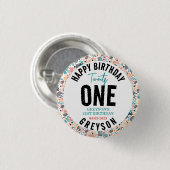 Eenentwintig | Kleurrijke geometrische 21e verjaar Ronde Button 3,2 Cm (Voorkant /achterkant)