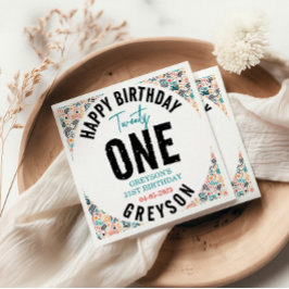 Eenentwintig | Kleurrijke geometrische 21e verjaar Servet