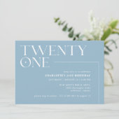 eenentwintig | Lichtblauw Eenvoudig Luchtig 21e Ve Kaart (Staand voorkant)