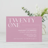 eenentwintig | Modern Dusty Roos Roze 21st Verjaar Kaart (Staand voorkant)