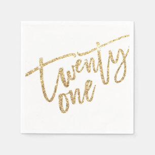 EENENTWINTIG moderne script glam goud glitter 21e Servet