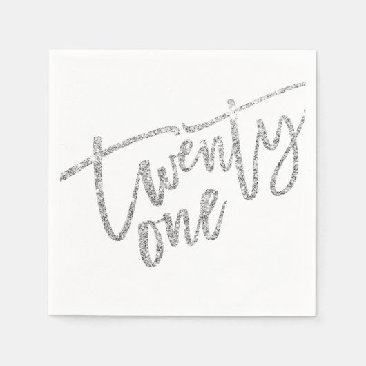 EENENTWINTIG moderne script glam zilver glitter 21 Servet (Voorkant)