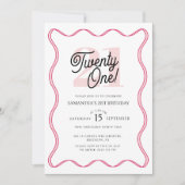 Eenentwintig Retro Wavy Minimalist 21e Verjaardag Kaart (Voorkant)