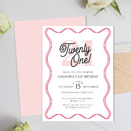 Eenentwintig Retro Wavy Minimalist 21e Verjaardag Kaart